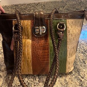 MC Faux Gator Leather Brown Leather Handbag Purse